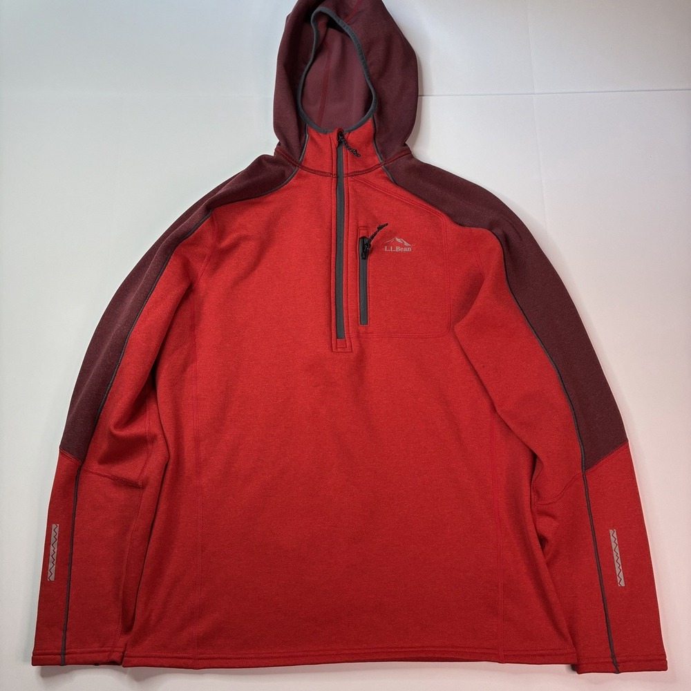 L.L. Bean Pullover Men's Size M Medium Red Long Sleeve 1/4 Zip Slightly Fitted